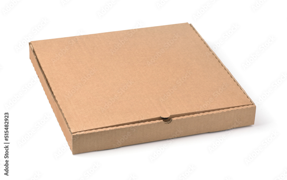 Wall mural Closed blank brown cardboard pizza box