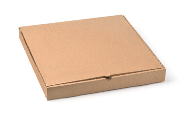 Closed blank brown cardboard pizza box