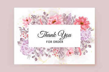 thank you card with beautiful flower frame