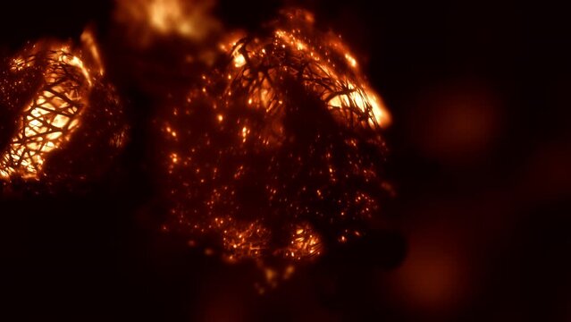 Nuclear radioactive fusion energy cell. Futuristic concept 3D Animation loop of autonomous silicium nucleus synapse as energy source in advanced nano robotics quantum computing artificial intelligence