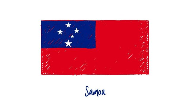 Samoa National Country Flag Marker or Pencil Sketch Illustration Video