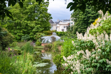 Nantes in France, greenhouse in the Jardin des Plantes, a garden in the city
