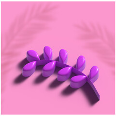 Summer tropical leaf. 3d illustration	