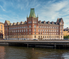 Norstedt Building, or Norstedtshuset, overlooking The Vasa Bridge, or Vasabron, located in central...