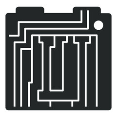 Circuit board for installing integrated circuits, radio components - vector sign, web icon, illustration on a white background, glyph style