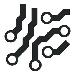 Fragment of a circuit board, etched tracks for placing microcircuits, radio components - vector sign, web icon, illustration on a white background, glyph style