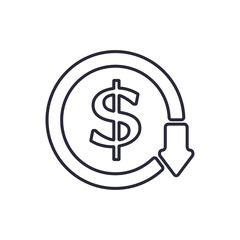 Increase and decrease in the growth rate of the world currency. Vector illustration.