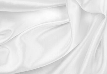Naklejka premium Close-up of rippled white silk fabric texture background 