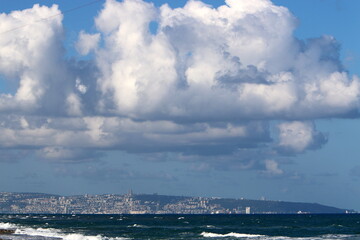 Clouds in the sky over the Mediterranean Sea