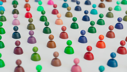 3D Illustration Render of multiple group people avatar Icon. Team network concept.