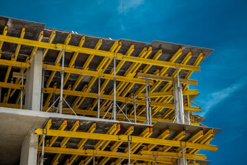 Horizontal formwork at the construction of a residential building.