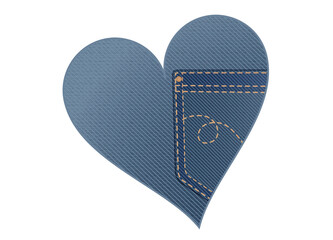blaues Herz im Jeans Look mit Hosentasche