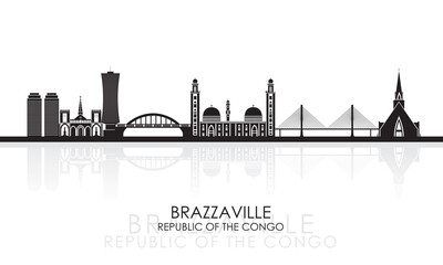 Obraz premium Silhouette Skyline panorama of Brazzaville, Republic of the Congo - vector illustration
