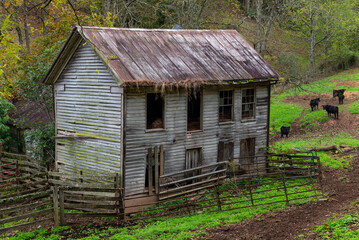 Abandoned Clapboard Sided House on Rural Farm - Appalachian Mountain Region - West Virginia