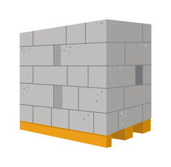 Pallet with bricks Construction Industry. Vector illustration