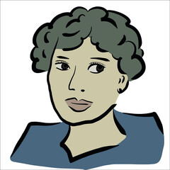 simple portrait of a woman. accountant. office worker. librarian .illustration.