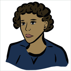 portrait of a dark-skinned middle-aged woman. illustration. Asian. Polynesian.
