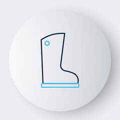 Line Waterproof rubber boot icon isolated on white background. Gumboots for rainy weather, fishing, gardening. Colorful outline concept. Vector