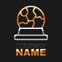 Line Magic ball icon isolated on black background. Crystal ball. Colorful outline concept. Vector