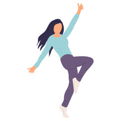 woman jumping in flat style, isolated