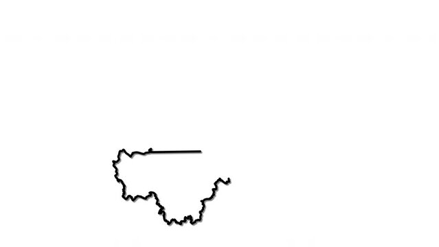 Mali map, country territory outline self drawing animation. Line art.