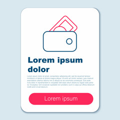 Line Wallet with money icon isolated on grey background. Purse icon. Cash savings symbol. Colorful outline concept. Vector
