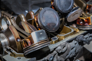 car engine under repair close-up
