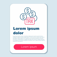 Line Tax payment icon isolated on grey background. Colorful outline concept. Vector
