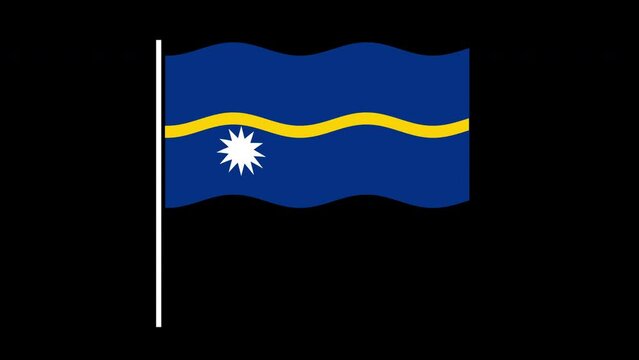 Nauru flag seamless loop animation. Waving flag on black background.