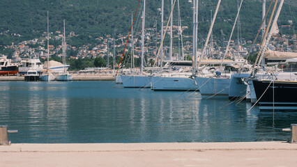 Many sailing yachts in marina