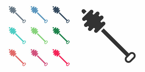 Black Honey dipper stick icon isolated on white background. Honey ladle. Set icons colorful. Vector