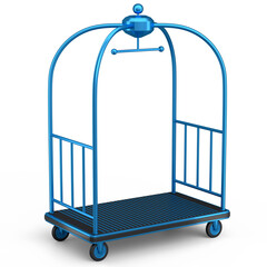 Hotel luggage trolley cart for carrying baggage on white background.