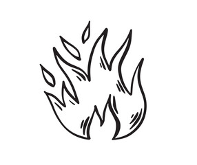 Bonfire set, hand drawn illustration, flame, burning.