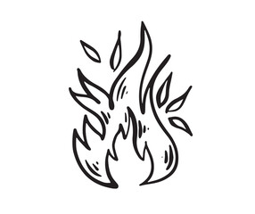 Bonfire set, hand drawn illustration, flame, burning.