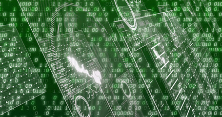 Image of data processing on black background