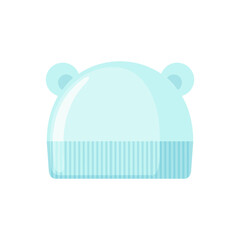 Baby hat with bear ears icon in flat style isolated on white background.