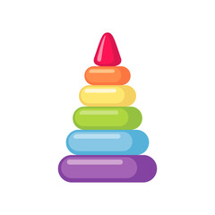 Children pyramid toy icon in flat style isolated on white background.