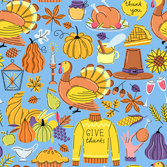 Thanksgiving vector seamless pattern