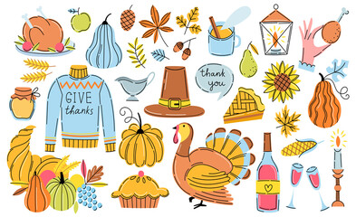 Thanksgiving vector element collection. Icons set
