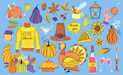Thanksgiving vector element collection. Icons set