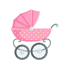 Fototapeta na wymiar Baby carriage icon in flat style isolated on white background.