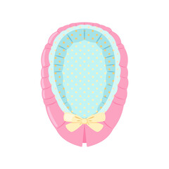 Childrens pink cocoon icon for newborn babies in flat style isolated on white background.