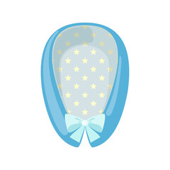 Childrens blue cocoon icon for newborn babies in flat style isolated on white background.