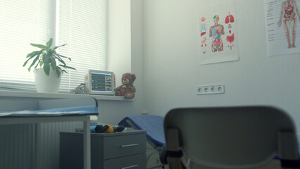 Modern doctor office interior with nobody in it. Cozy interior for child patient