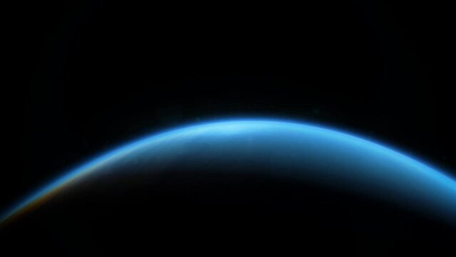 Closeup of gas planet Neptune on Space Background, 3D Rendering Animation. Ice Gas Giant Exoplanet, 4K 