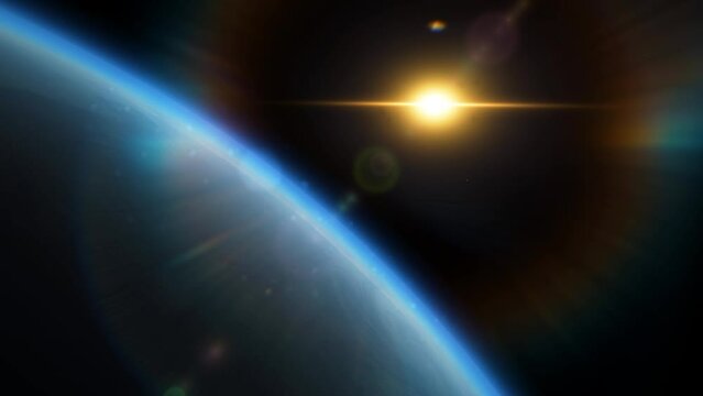 Closeup of gas planet Neptune on Space Background, 3D Rendering Animation. Ice Gas Giant Exoplanet, 4K 