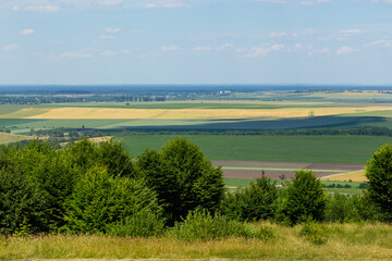 Fototapeta na wymiar A view of the Styr River valley from the Woroniaki hill, Pidhirtsi, Ukraine.