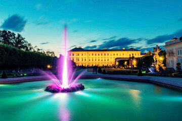 Fototapeta na wymiar Fountain in front of Mariabell Palace, Salzburg, Austria