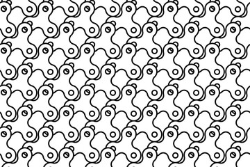 Seamless pattern completely filled with outlines of spinner symbols. Elements are evenly spaced. Vector illustration on white background