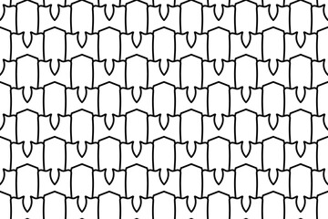 Seamless pattern completely filled with outlines of women's jacket symbols. Elements are evenly spaced. Vector illustration on white background